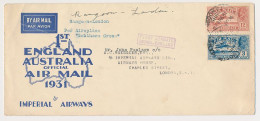 First Flight Airmail Rangoon Burma - England 1931 - - Australia - India - Burma (...-1947)