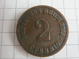 Germany 2 Pfennig 1911 A - 2 Pfennig