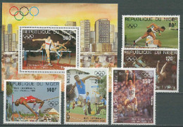 Niger 1984 Olympic Games Los Angeles, Athletics,  Hurdles Set Of 5 + S/s MNH - Sommer 1984: Los Angeles