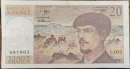 Billet 20 Francs CLAUDE DEBUSSY 1991 FRANCE L.032 - 20 F 1980-1997 ''Debussy''