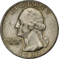 États-Unis, Quarter, Washington Quarter, 1959, U.S. Mint, Argent, TTB, KM:164 - 1932-1998: Washington