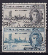 TURKS & CAICOS ISLANDS 1946 - Canceled - Sc# 90, 91 - Turks And Caicos