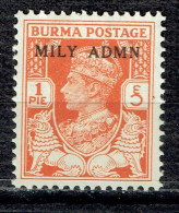 Effigie De Georges VI Surchargé MILY ADMN - Myanmar (Burma 1948-...)