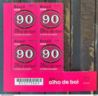 C 4110 Brazil Stamp 180 Years Bulls Eye 90 Reis 2023 Block Of 4 Bar Code - Unused Stamps