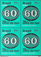 C 4109 Brazil Stamp 180 Years Bulls Eye 60 Reis 2023 Block Of 4 - Unused Stamps