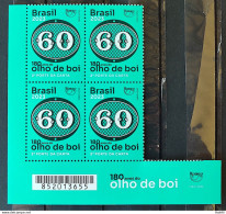 C 4109 Brazil Stamp 180 Years Bulls Eye 60 Reis 2023 Block Of 4 Bar Code - Unused Stamps