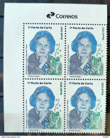 C 4107 Brazil Stamp Lygia Fagundes Telles Literature Woman Glasses 2023 Block Of 4 Vignette Correios - Unused Stamps