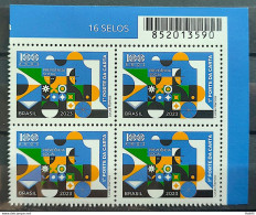 C 4086 Brazil Stamp Social Security Train Economy Flag Work 2023 Block Of 4 With Barcode - Unused Stamps