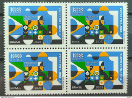 C 4086 Brazil Stamp Social Security Train Economy Flag Work 2023 Block Of 4 - Neufs