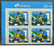 C 4086 Brazil Stamp Social Security Train Economy Flag Work 2023 Block Of 4 Vignette Correios - Neufs