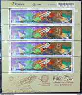 C 4059 Brazil Stamp Centenary Aerial Crossing Of The South Atlantic Airplane Ship Map 2022 Sheet - Neufs