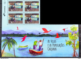 C 4058 Brazil Stamp The Village And Caicaras Populations Ship Fishing 2022 Block Of 4 With Vignette - Unused Stamps