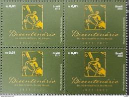 C 4055 Brazil Stamp Bicentennial Of Independence Official Brand Sword Portugal 2022 Block Of 4 - Neufs