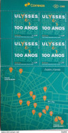 C 4053 Brazil Stamp Diplomatic Relations Brazil Ireland Literature Ulysses James Joyce 2022 Block Of 4 Vignette Map - Neufs