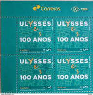 C 4054 Brazil Stamp Diplomatic Relations Brazil Ireland Literature Ulysses James Joyce 2022 Block Of 4 Vignette Correios - Neufs
