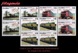 CUBA. BLOQUES DE CUATRO. 2003-10 MEDIOS DE TRANSPORTE - Ongebruikt