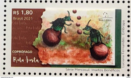C 4028 Brazil Stamp Beneficial Insects Scroll Dust Mercosul 2021 - Unused Stamps