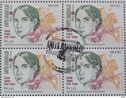 C 4003 200 Years Of The Birth Of Anita Garibaldi, Horse, Weapon 2021 Block Of 4 CBC BSB - Neufs