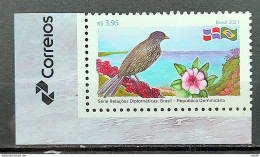 C 3985 Brazil Stamp Diplomatic Relations Brazil Dominican Republic Bird Flag Flower 2021 Vignette Post - Neufs