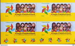 C 3984 Brazil Stamp No More Child Labor Self Adhesive Child 2021 Block Of 4 With Lower Vignette - Neufs