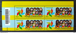 C 3983 Brazil Stamp Enough Of Child Labor Child 2021 Gomado Block Of 4 Barcode - Neufs