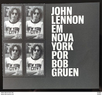 C 3982 Brazil Stamp John Lennon 2021 MIS 50 BOB GRUEN Block Of 4 With Vignette - Ongebruikt