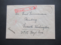 1947 Französische Zone Auslandsbrief In Die USA Konstanz 1 - Everett Washington Roter Ra1 Taxe Percue RM 75 - Amtliche Ausgaben