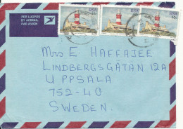 South Africa Air Mail Cover Sent To Sweden 10-6-1988 Topic Stamps LIGHTHOUSE - Luchtpost