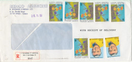 Greece Registered Cover Sent To Germany Athens November 1990 With A Lot Of Stamps But No Postmark On Stamps Or Cover - Storia Postale