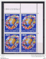 SAN  MARINO:  1982  EDITORI  CATALOGHI  -  £. 300  POLICROMO  BL. 4  N. -  SASS. 1107 - Blocks & Sheetlets