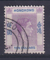 Hong Kong: 1938/52   KGVI     SG162     $10   Pale Bright Lilac & Blue     Used - Used Stamps