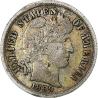 États-Unis, Dime, Barber Dime, 1899, U.S. Mint, Argent, TTB+, KM:113 - 1892-1916: Barber