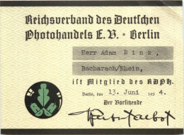 Berlin - Mitgliedskarte Reichsverband Des Deutschen Photohandels Bacharach - Bacharach
