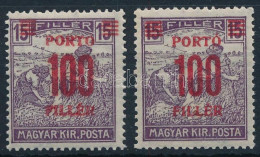 ** 1921 Kisegítő Portó 100f/15f Eltolódott Felülnyomással + Támpéldány - Autres & Non Classés