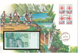 Horvátország 1993. 5K Felbélyegzett Borítékban, Bélyegzéssel T:UNC Croatia 1993. 5 Kuna In Envelope With Stamp And Cance - Non Classés