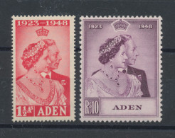 1949 ADEN, Stanley Gibbons N. 30/31, Royal Silver Wedding - MLH* - Autres & Non Classés