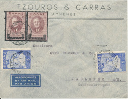 Greece Air Mail Cover Sent To Czechoslovakia 17-11-1948 ?? (the Flap On The Backside Of The Cover Is Missing) - Covers & Documents