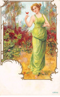 Illustrateur - N°84826 - Alphonse Mucha ??? - Jeune Femme Avec Un Papillon Posé Sur Ses Doigts - Mucha, Alphonse