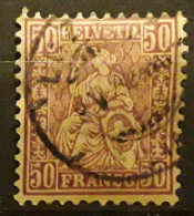 SUISSE 1867 - 1878, Helvetia Assise,  Yvert No 48, 50 C Lilas , Obl LUZERN TB Cote 50 Euros - Used Stamps