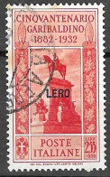 EGEO - LERO  - 1932 - GARIBALDI L. 2,55+0,50 - USATO (YVERT 25 - MICHEL 96- SS 25) - Egeo (Lero)