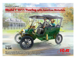 ICM - FORD MODEL T 1911 Touring Avec Figurines Maquette Kit Plastique Réf. 24025 Neuf NBO 1/24 - Autos