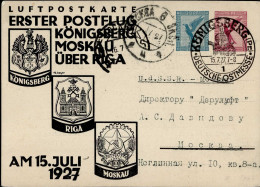 KÖNIGSBERG,Ostpr. - 1.POSTFLUG KÖNIGSBERG-MOSKAU über RIGA 15.7.27 GSK PP 96 C 1/01 Rücks. Deutscher Text  15.Deutsche O - Weltkrieg 1914-18