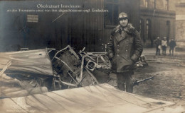 Sanke Flugzeug 342 Immelmann Oberleutnant An Den Trümmern Eines Von Ihm Abgeschossenen Engl. Eindeckers I-II Aviation - Guerre 1914-18