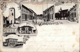 Wittenburg (o-2823) Grosse Strasse Bahnhof Eisenbahn Rathaus Schützenhaus 1900 II- (Riss, Stauchung, Leichte Abschürfung - Otros & Sin Clasificación