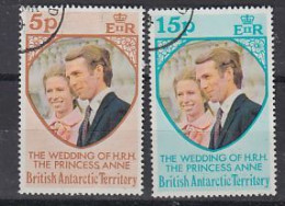 British Antarctic Territory (BAT) 1973 Royal Wedding Princess Anne 2v Used (59655) - Gebruikt