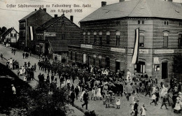 Falkenberg (o-7900) Schützenauszug 9. August 1908 Emailschild Zigarren- Und Kolonialwarenhandlung I- - Altri & Non Classificati