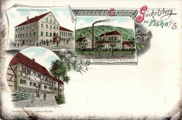 Flöha (o-9380) Gasthaus Zum Gückelsberg Gasthaus Zum Grünen Baum Baumwoll-Spinnerei G.F. Heymann I-II (fleckig) - Other & Unclassified