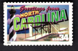 1938315816 2002 SCOTT 3593 (XX) POSTFRIS MINT NEVER HINGED  -  GREETINGS FROM AMERICA - NORTH CAROLINA - Ongebruikt