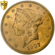 États-Unis, 20 Dollars, Liberty, 1907, Denver, Or, PCGS, MS63, KM:74.3 - 20$ - Double Eagle - 1907-1933: Saint-Gaudens