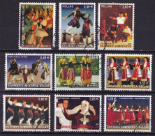 GREECE 2002 Greek Dancers 4 Sides Perforated 9 Values Between 0,20 - 2,60 Vl. 2122-2125/2129-2131-2132-2135 - Usados